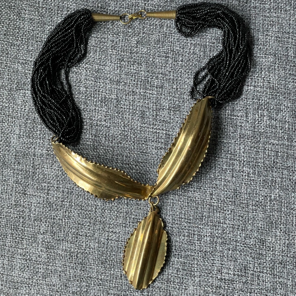 Statement Beaded and Metal Necklace